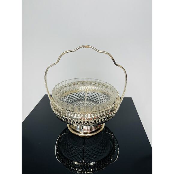 Sugar Bowl Queen Anne Mayell Silver Plated Glass Clear Original Home - Picture 2 of 8